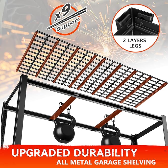 REIBII 60" W Garage Shelving Heavy Duty Metal Shelving 3000LBS Storage Shelves Adjustable Metal Shelves for Industrial 5 Tier Garage Shelves for Basement Pantry Warehouse 60" W x 24" D x 72" H 2 Pack