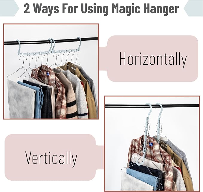 Mr. Pen- Space Saving Hangers, 16 pcs, 360° Rotating Hooks | Magic Cascading Hanger Organizer with 5 Enclosed Slots, Closet Organizers and Storage for Clothes