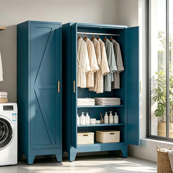 71" H Pantry Cabinet,Metal Storage Cabinets with Doors and Shelves,Tall Food Kitchen Cabinets,Farmhouse Kitchen Cabinet,Freestanding Cabinet