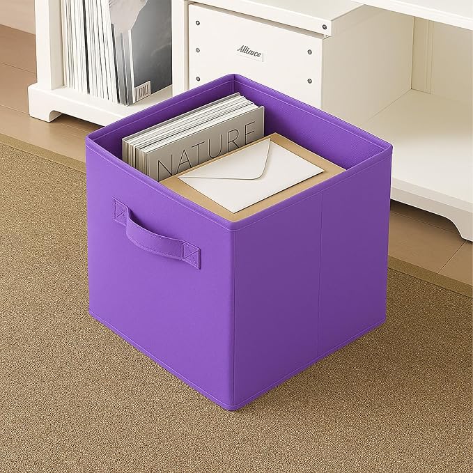 ShellKingdom Storage Bins, Foldable Fabric Storage Cubes And Cloth Storage | Storage Organizer For Closet And Toys, 10.5x10.5x11 INCH, 2 Pack (Violet)