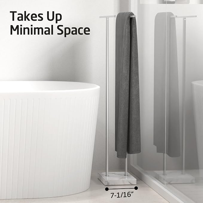 KES 37" H Standing Towel Rack, Heavy Marble Base, Brushed Finish | Taller Version, Equal Height, Fits Large Bath Towels, Free Standing Towel Holder, SUS304 Stainless Steel