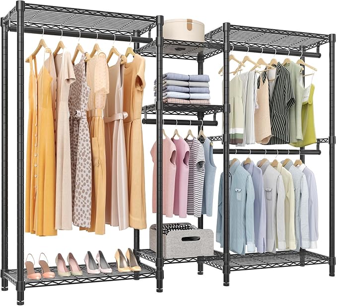 VIPEK Classic V6 Wire Garment Rack, Dynamic Closet System Adjustable | Black Heavy Duty Metal Freestanding Clothing Rack 850lbs Capacity, 6FT Wide Closet Organizer System for Bedroom