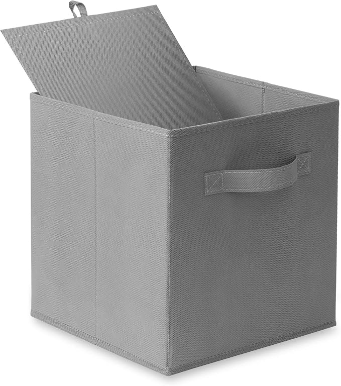 Casafield Set of 6 Collapsible Fabric Cube Storage Bins, Gray - 11" Foldable Cloth Baskets for Shelves, Cubby Organizers & More