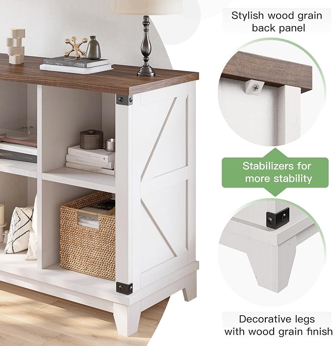 EnHomee Farmhouse 8-Cube Storage Organizer for Living Room, White | Home Organization Lovers, Wood & Metal, Holds 352 Lbs, Anti-Tip & Stabilizers