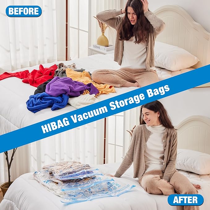 10 Jumbo Vacuum Storage Bags for Bedding, Vacuum Seal Bags for Clothing | Extra Large XL, Airtight Triple Seal, Save 80% Space, Hand Pump, Work with Vacuum, Double Zip, Reusable, Easy to Use