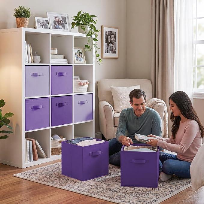 GRANNY SAYS Cube Storage Bins, 13 Inch Cube Storage Organizer, Fabric Storage Bins, Storage Cubes for Shelves, Closet, Purple Gradient, 6-Pack