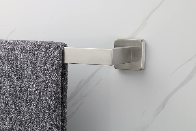 TocTen Bath Towel Rack - Square Base Thicken SUS304 Stainless Steel Towel Bar for Bathroom, Bathroom Accessories Towel Rod Heavy Duty Wall Mounted Towel Holder. (Brushed Nickel, 16)