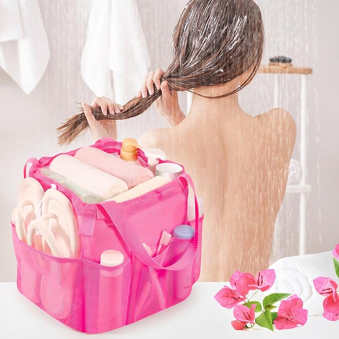 famichan Mesh Portable Shower Caddy with Drawstring, Girls Dorm Room Essentials