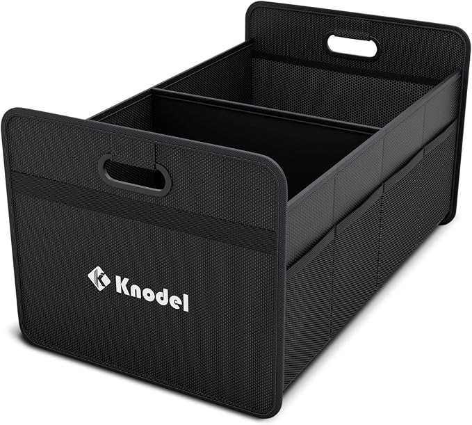 K KNODEL Foldable Trunk Storage Organizer for Car and Suv (Medium, Black) | Collapsible Car Storage Organizer, Car Organizers and Storage for Sedan, Cargo Organizer, Car Bin, Basket,Bag, Organization