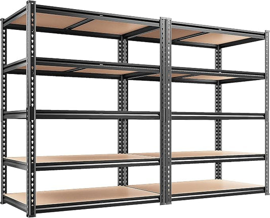 REIBII 2400LBS Garage Shelving 5 Tier Storage Shelves Heavy Duty, Adjustable Metal Shelving Unit,Garage Shelves for Basement,Warehouse,Pantry,Closet,Kitchen 72" H x 36" W x 16" D,2 Pack | Heavy Duty