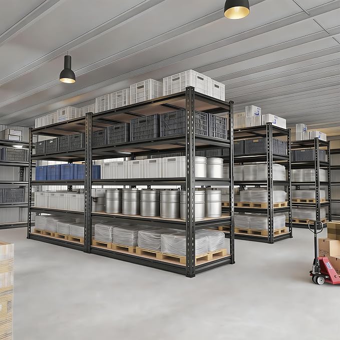 Garage Storage Shelves 46" W x 20" D x 72" H, 3000 LBS Heavy Duty Shelving Unit 5-Tier Adjustable, Extra Wide Boltless Metal Storage Rack for Garage Warehouse Basement