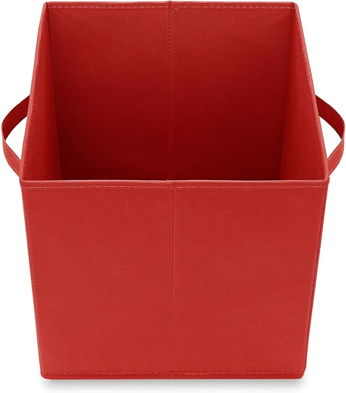 Casafield Set of 6 Collapsible Fabric Cube Storage Bins, Red - 11" Foldable Cloth Baskets for Shelves, Cubby Organizers & More