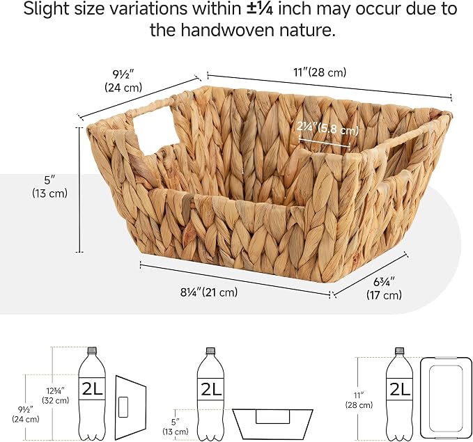 Storageworks Wicker Storage Basket, Pantry Baskets, Water Hyacinth