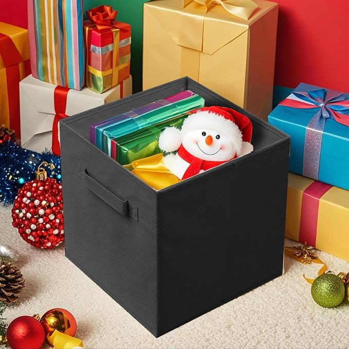 ShellKingdom Storage Bins, Foldable Fabric Storage Cubes And Cloth Storage | Storage Organizer For Closet And Toys, 10.5x10.5x11 INCH, 2 Pack (Black)