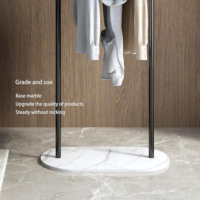 Freestanding Clothing Rack with Marble Base,Modern Black Arch Garment Rack for Small Spaces,Sturdy Metal Coat Rack,Clothes Racks for Hanging Clothes in Bedroom,Closet,Entryway,Boutique Display
