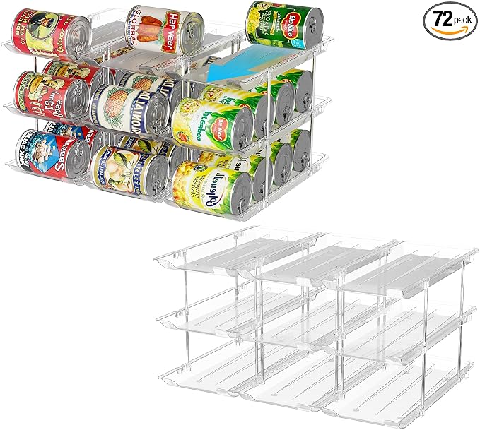 LXLXXL Can Organizer for Pantry Canned Food Storage Holder 3 Tier 2 Packs | Can Drinks Organizer for Pantry Shelf, Stackable Canned Food Storage, Can Storage Rack Holder, Fridge Cabinet Pantry Storage