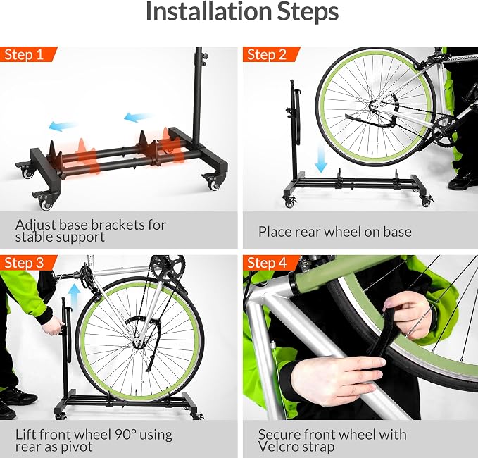 Sttoraboks Vertical Bike Stand, Freestanding Bike Rack Garage Storage Upright Bicycle Floor Stand Indoor Bike Holder with Adjustable Height for Garage & Apartment - for Wheels Sizes up to 29” | Freestanding Bike Stand With No Wall Mounting Or Drilling,...