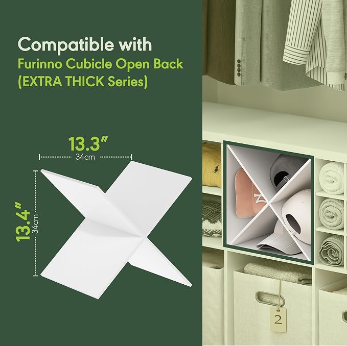 Furinno Cubicle Cube Insert, X-Shelf Cube Organizer, Fits into Furinno Extra Thick Cubes, for Organizers and Storage, White (Does not fit IKEA Kallax Shelving)