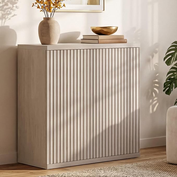 SICOTAS Buffet Cabinet with Storage Sideboard Cabinet with Doors & Shelves | Accent Sideboard Modern Credenza Fluted Storage Cabinet Mid Century Media Console for Living Room Kitchen Dining Hallway