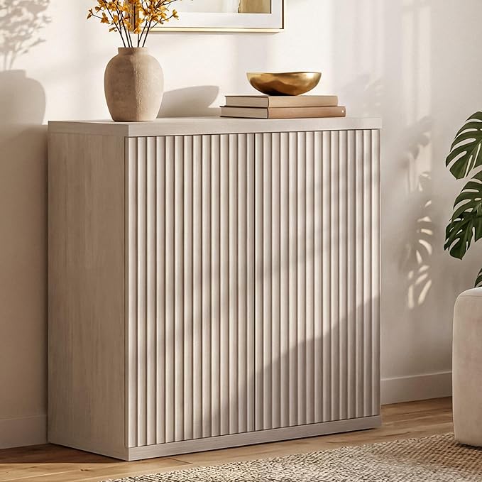 SICOTAS Buffet Cabinet with Storage Sideboard Cabinet with Doors & Shelves | Accent Sideboard Modern Credenza Fluted Storage Cabinet Mid Century Media Console for Living Room Kitchen Dining Hallway