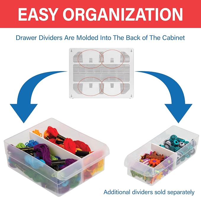 Akro-Mils 64-Drawer Plastic Storage Cabinet, 20" W x 6" D x 16" H, Red | Plastic Cabinet w/ Drawers for Garage Organization, Beads, Building Bricks Storage, Teacher Toolbox, Makeup Organizer, 10164