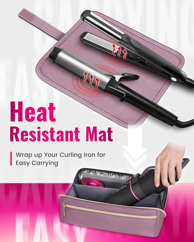 Mancro Hair Tools Travel Bag Compatible with Shark Flexstyle | Wide-open Hot Hair Tool Organizer with Separate Heat Resistant Mat, Hair Accessories Organizer for Straightener, Curling Iron