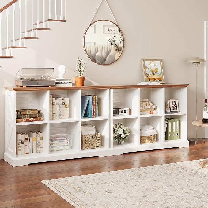 IRONCK 6 Cube Storage Organizer, Farmhouse Wood Bookshelf | White finish, cube organizer for bedroom, living room, home office, books or decor display, anti-tipping device