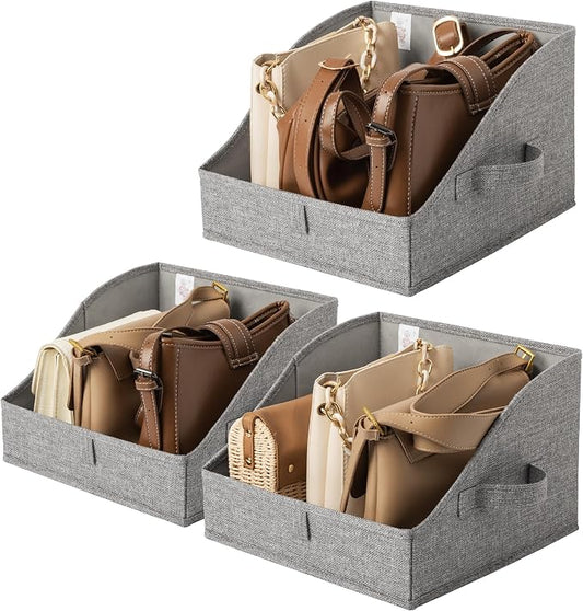 GRANNY SAYS Trapezoid Closet Storage Bins, Small, Dark Gray, 3-Pack | Fabric Storage Bins for Closet Shelves, Cube Shelf, Closet Organizers and Storage for Clothes, Purse, Toys, Towels