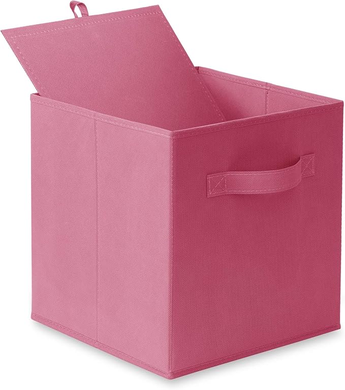 Casafield Set of 6 Collapsible Fabric Cube Storage Bins, Hot Pink - 11" Foldable Cloth Baskets for Shelves, Cubby Organizers & More