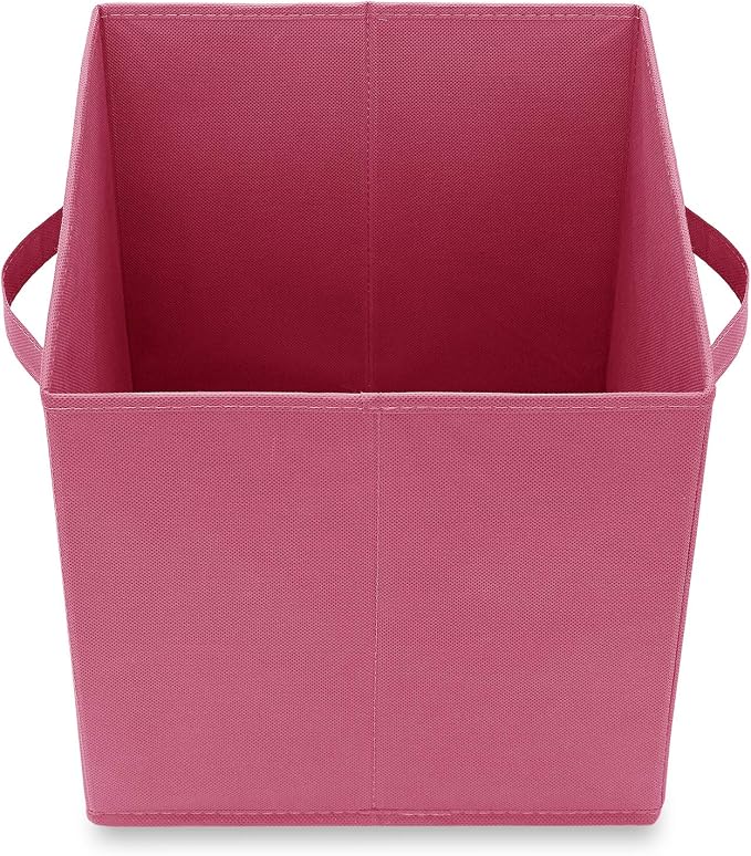 Casafield Set of 6 Collapsible Fabric Cube Storage Bins, Hot Pink - 11" Foldable Cloth Baskets for Shelves, Cubby Organizers & More