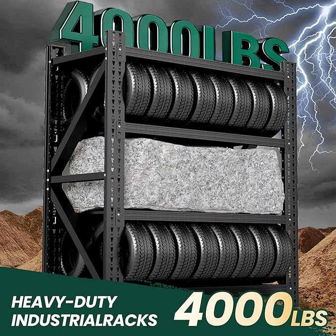 Heavy Duty Garage Storage Shelves 4000LBS Capacity, Metal Shelving Unit, 4-Tier Adjustable Industrial Rack for Warehouse Basement Shop, 47.3" W x 24" D x 69" H