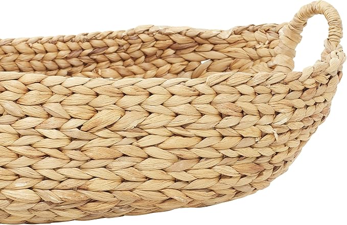 Deco 79 Seagrass Handmade Decorative and Functional Storage Basket Basket Organizer with Metal Handles, Set of 5 Basket for Storage 23", 21", 19", 16", 12"W, Brown