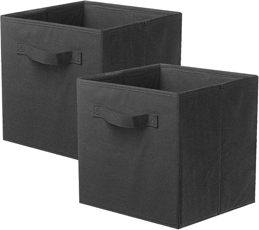 ShellKingdom Storage Bins, Foldable Fabric Storage Cubes And Cloth Storage | Storage Organizer For Closet And Toys, 10.5x10.5x11 INCH, 2 Pack (Black)