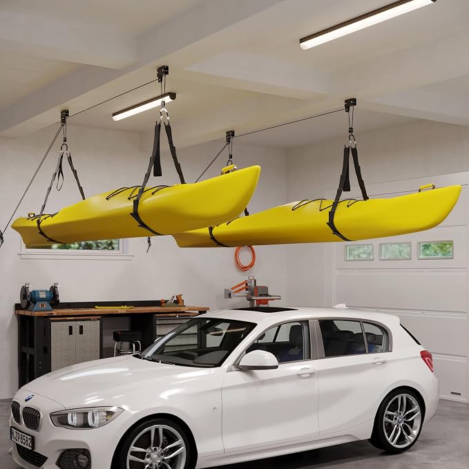 RAD Sportz Kayak Storage Hoist - Overhead Pulley System with 125lb Capacity for Canoes, Bikes, Ladders, and More - for up to 12-Foot Ceilings