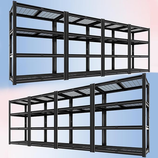 PrimeZone 40" W Heavy Duty Garage Shelving 2200 LBS 4 Tier Storage Shelves | Adjustable Industrial Metal Wire Shelf Utility Rack for Garage,Basement,Pantry,Warehouse,40" W X 20" D X 60" H 8Pack