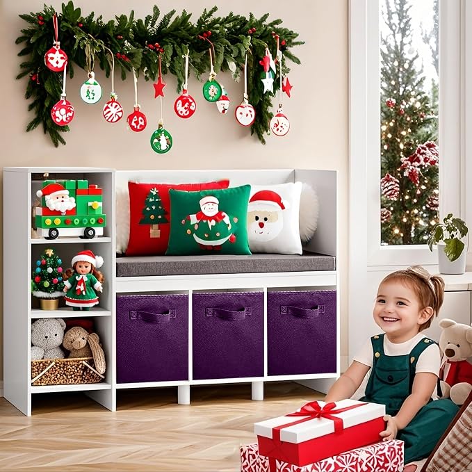 ShellKingdom Storage Bins, Foldable Fabric Storage Cubes And Cloth Storage | Storage Organizer For Closet And Toys, 10.5x10.5x11 INCH, 6 Pack (Purple)