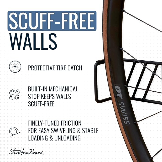 StoreYourBoard Swivel Bike Wall Mount, No Lift Vertical Rack | Wall Mount Bike Rack, Vertical Bike Storage, Swivels Flat to Wall, No Lift