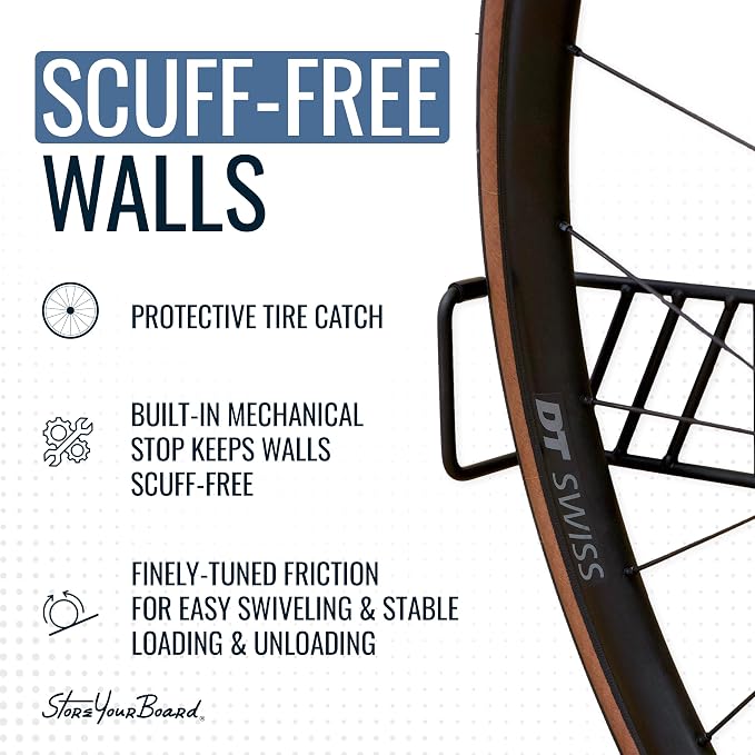 StoreYourBoard Swivel Bike Wall Mount, No Lift Vertical Rack, 4 Pack | Wall Mount Bike Rack, Vertical Bike Storage, Swivels Flat to Wall, No Lift