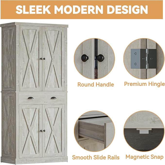 IRONCK Storage Cabinet with Drawers and Doors for Living Room and Entryway | Open Shelves, Adjustable shelves, Organized essentials