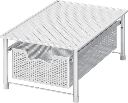 Simple Houseware Stackable Cabinet Basket Drawer Organizer, White