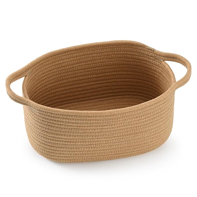 Happyiren Cute Woven Gift Basket with Handle – Brown Storage Basket Empty, Gift Baskets for Valentines Day Birthday Baby Shower Raffle Burr, Decorative Organizer ontainer for Office, Home