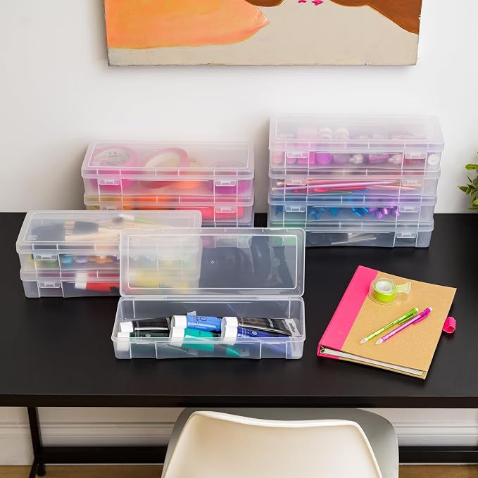 IRIS USA Clear Cases |Made in USA| Plastic Box Organizers (6-Pack)- Large | Bead Storage Organizing Containers with Snap Lid for Arts, Crafts, Ephemera, Stickers, & Dance Cheer