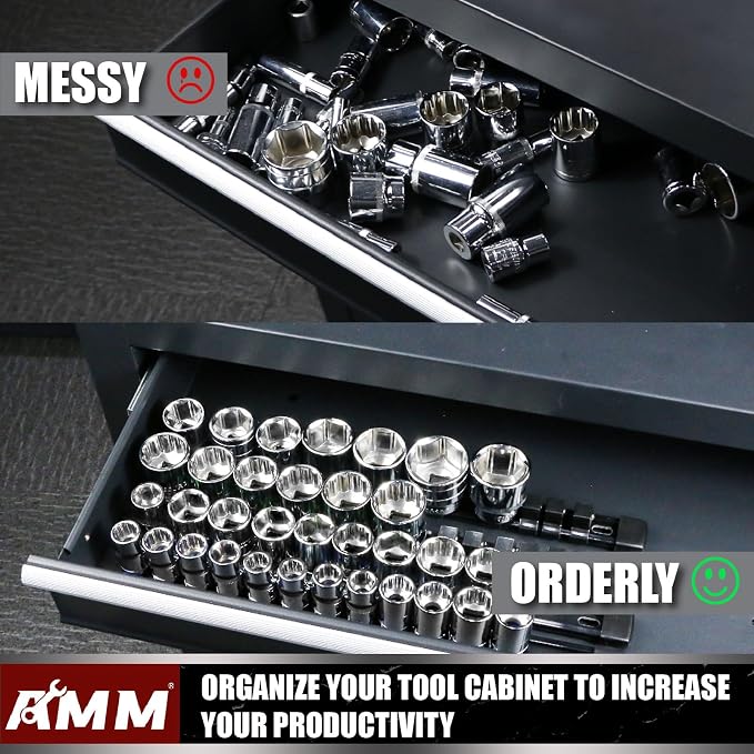 AMM 6-Piece Socket Organizer, 1/2 inch Drive ABS Tools Socket Holder,Heavy Duty Socket Racks, Premium Quality Socket Clip Rail Holder,The best tool trays in the garage