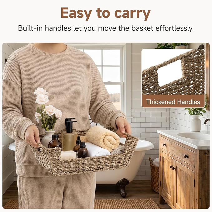Storageworks Pantry Baskets For Organizing, Woven Baskets, Seagrass