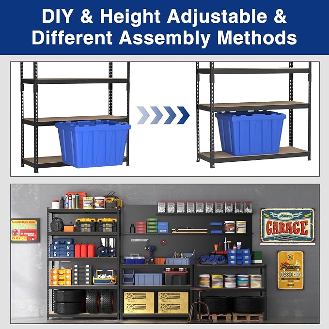 WORKPRO Shelving with MDF Board, 35-3/10”W x 17-1/2”D x 72”H, 1650LBS Load
