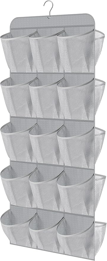 MISSLO 30 Large Pockets Dual Sided Hanging Shoe Organizer for Closet with Rotating Hanger Hanging Shoe Shelves, Grey