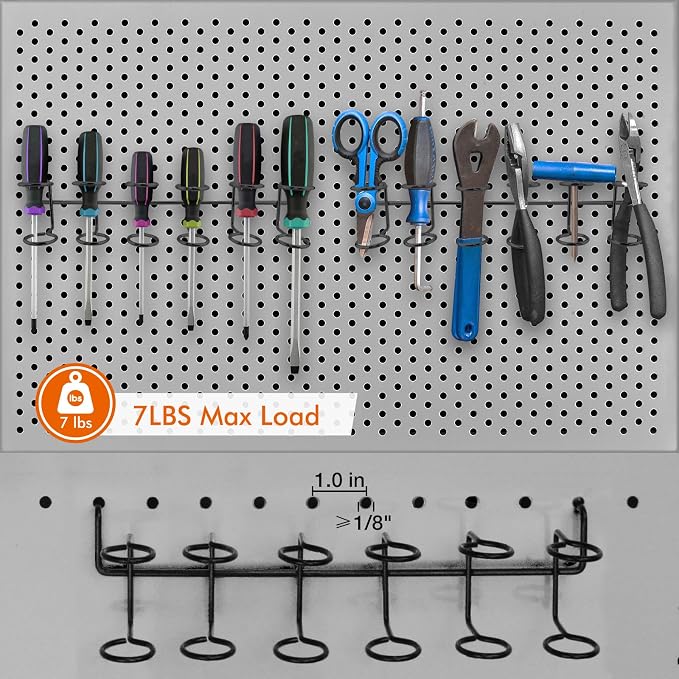 Utility Heavy Duty Pegboard Hooks, 10Pack Peg Board Accessories Tool Hanger | Fit 1/8" 1/4" Peg Holes, Double Arm Peg Board Bracket, Rubber Coated, Large Tool Organizer for Garage Workshop Shed Craftroom