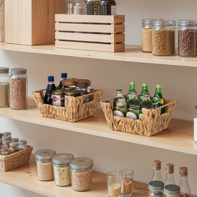 Storageworks Wicker Storage Basket, Pantry Baskets, Water Hyacinth