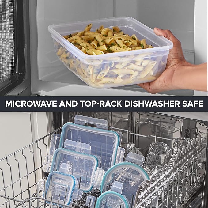 Snapware Plastic Total Solution (21-Pack) Large Food Storage Containers Set, Meal Prep Containers with Plastic BPA-Free Lids & 4 Locking Tabs, Microwave, Dishwasher, and Freezer Safe
