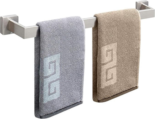 NearMoon Towel Bar, Bath Accessories Premium Thicken Stainless Steel Square Shower Towel Rack for Bathroom, Towel Holder Wall Mounted (1 Pack, Brushed Nickel, 27 Inch)
